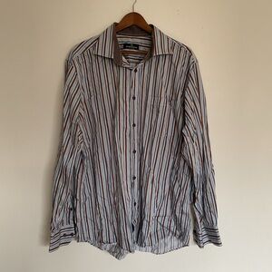 Bugatchi Blue and Brown Button Down Shirt